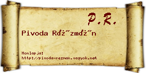 Pivoda Rézmán névjegykártya